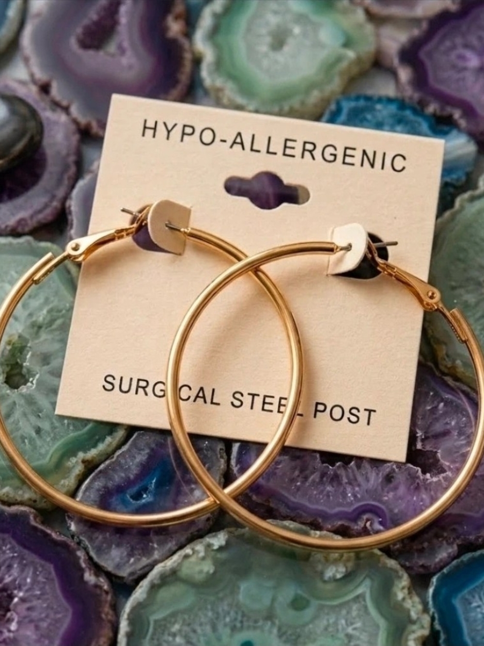 Gold Hoop Earrings - Hypo-Allergenic Surgical Steel Post
